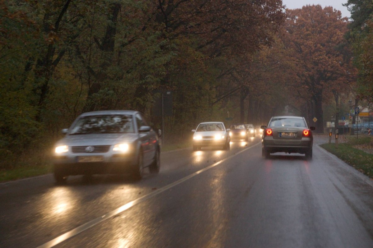 Auto Straße Herbst dunkel