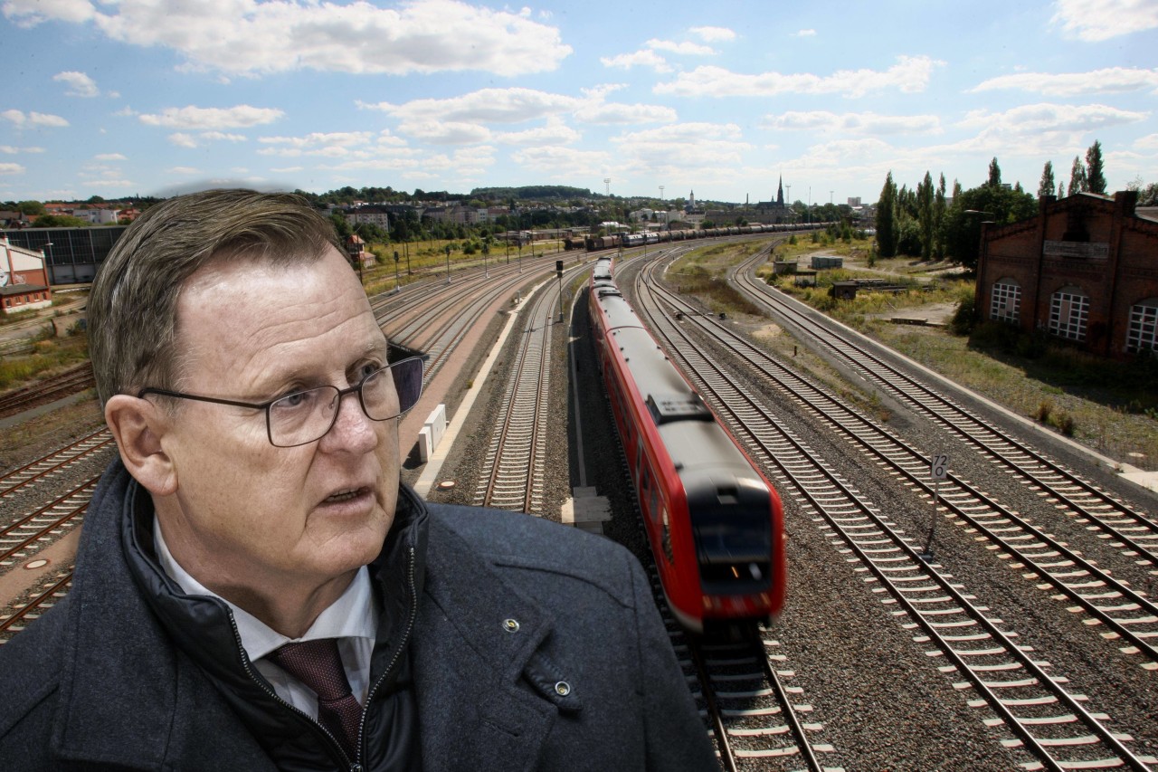 Der Ausbau der Strecke zwischen Weimar und Gößnitz wackelt offenbar. Bodo Ramelow ist sauer. (Montage) 