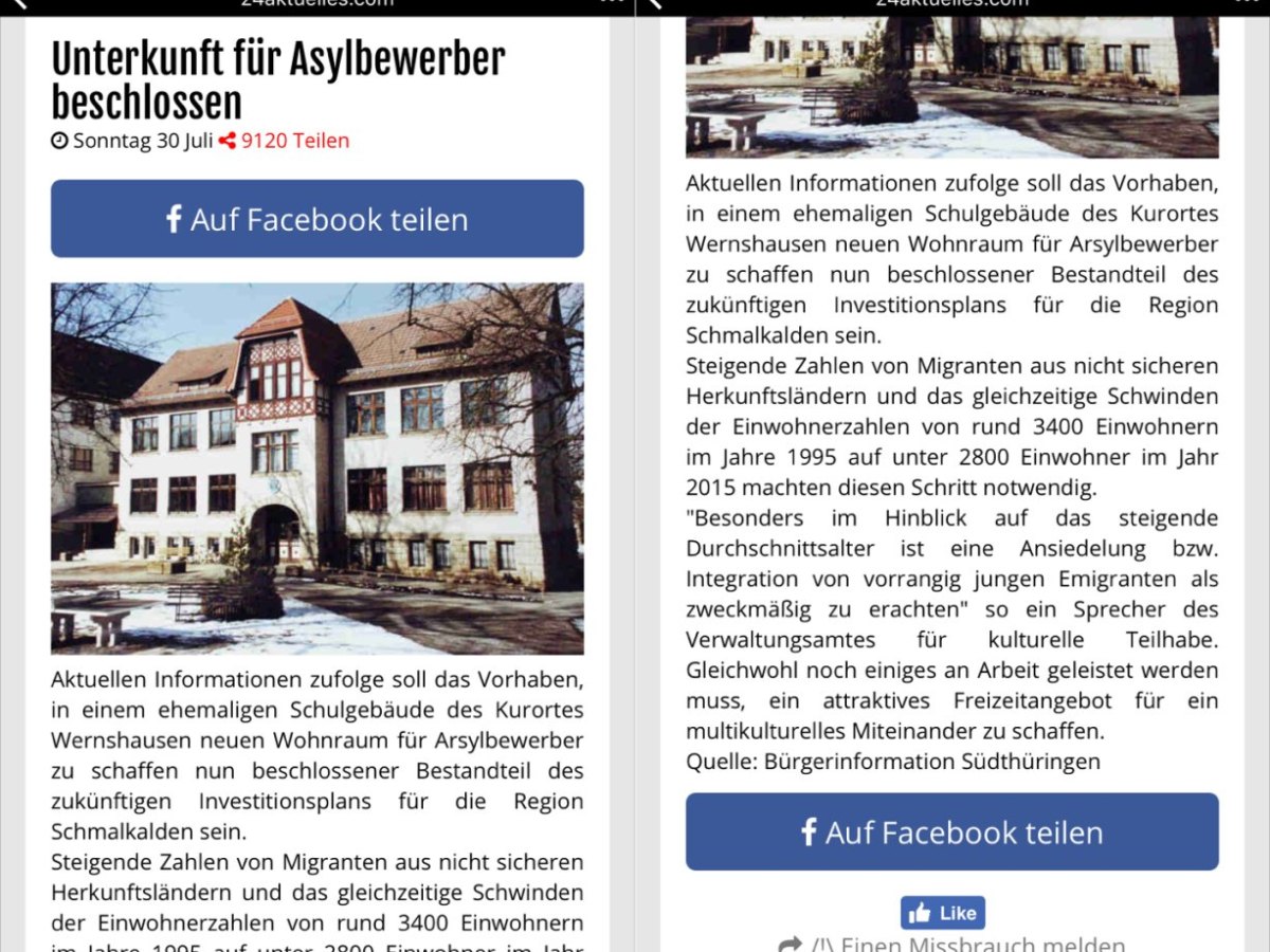 Fake News über Asylbewerberheim in Wernshausen