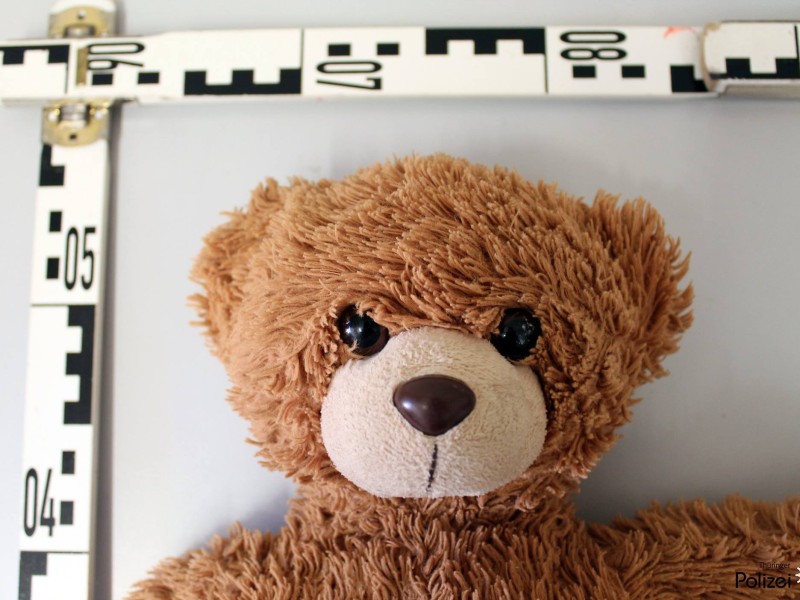 Wer vermisst „Kuschelwuschel? Polizei Thüringen startet herzigen Fahndungsaufruf über Facebook. Der Teddybär ist in der Nähe von Ilmenau gefunden worden.