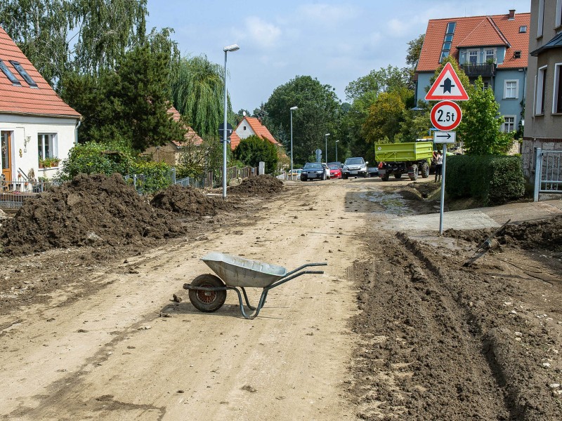 Eine Schlammlawine hat sich durch Tiefurt, einen Ortsteil von Weimar, gewälzt. Das Erdreich hatte sich am Freitagabend (17.08.2018) gelöst, als ein schweres Unwetter über die Region zog. Ein kurzer, aber heftiger Starkregen spülte das Material von einem Feld durch mehrere Grundstücke. Am Tag danach machten sich die Anwohner an die Aufräumarbeiten. Das Unwetter hatte auch an anderen Stellen in Weimar für Schäden gesorgt. So stürzte in der Innenstadt in einer Wohnung durch Wassereinbruch eine Zimmerdecke ein; von Bäumen brachen viele Äste ab, in einen davon fuhr ein Linienbus. Der Park an der Ilm sowie die Parks in Tiefurt und Belvedere wurden gesperrt.