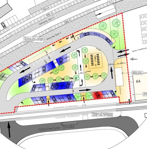 So soll der Parkplatz am Bahnhof Jena-Göschwitz zukünftig mal aussehen. 